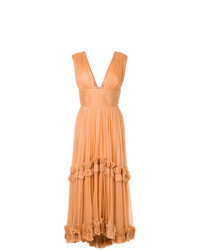 Оранжевое платье-миди со складками от Maria Lucia Hohan