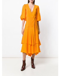 Оранжевое платье-миди от Ganni