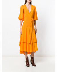 Оранжевое платье-миди от Ganni