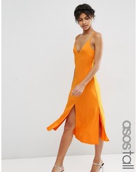 Оранжевое платье-миди