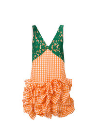 Оранжевое платье прямого кроя с рюшами от MSGM