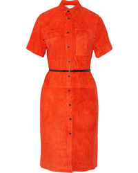 Оранжевое платье-рубашка от Victoria Beckham