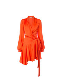 Оранжевое платье с запахом