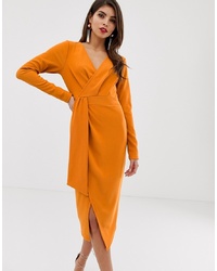 Оранжевое платье с запахом от ASOS DESIGN