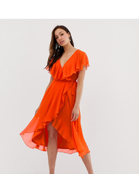 Оранжевое платье с запахом от Asos Tall