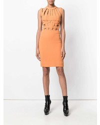 Оранжевое платье-футляр с вырезом от Versace Vintage