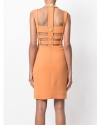 Оранжевое платье-футляр с вырезом от Versace Vintage