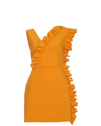 Оранжевое платье-футляр с рюшами от MSGM