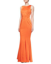 Оранжевое сатиновое вечернее платье