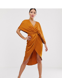 Оранжевое сатиновое платье-миди от ASOS DESIGN
