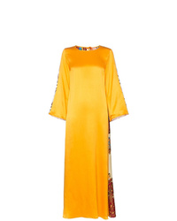Оранжевое шелковое вечернее платье с принтом от Rianna + Nina