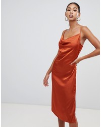 Оранжевое шелковое платье-комбинация