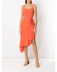 Оранжевое шелковое платье-миди от Egrey