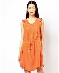 Оранжевое шифоновое коктейльное платье от See by Chloe