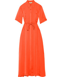 Оранжевое шифоновое платье-макси