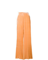 Оранжевые бархатные широкие брюки