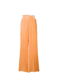 Оранжевые бархатные широкие брюки от Forte Forte