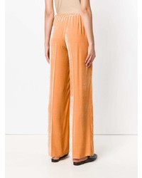 Оранжевые бархатные широкие брюки от Forte Forte