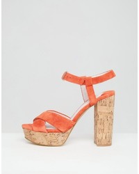 Оранжевые босоножки на каблуке от Faith