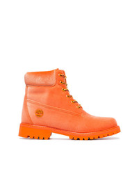 Женские оранжевые ботинки на шнуровке от Off-White