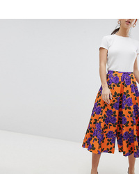Оранжевые брюки-кюлоты с цветочным принтом