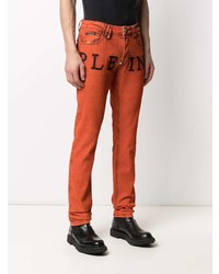 Мужские оранжевые вареные джинсы от Philipp Plein