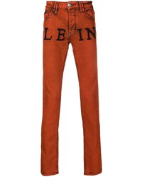 Мужские оранжевые вареные джинсы от Philipp Plein