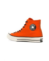 Мужские оранжевые высокие кеды из плотной ткани от Converse