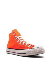 Мужские оранжевые высокие кеды из плотной ткани от Converse