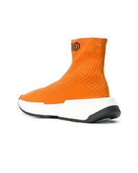 Мужские оранжевые высокие кеды от MM6 MAISON MARGIELA