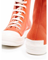 Мужские оранжевые высокие кеды от Rick Owens DRKSHDW