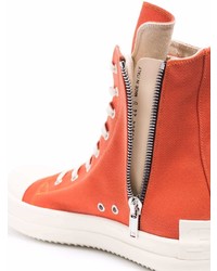 Мужские оранжевые высокие кеды от Rick Owens DRKSHDW