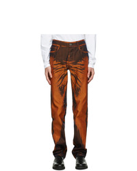 Оранжевые джинсы с принтом тай-дай