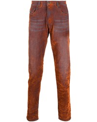 Мужские оранжевые джинсы с принтом тай-дай от Diesel