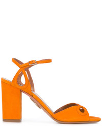 Оранжевые замшевые босоножки на каблуке от Aquazzura