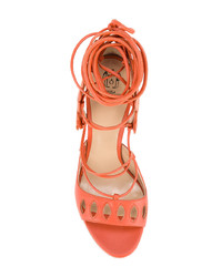 Оранжевые замшевые босоножки на каблуке от Paula Cademartori