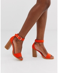 Оранжевые замшевые босоножки на каблуке от RAID