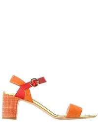 Оранжевые замшевые босоножки на каблуке от Rupert Sanderson