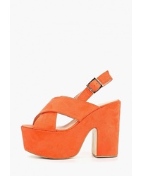 Оранжевые замшевые босоножки на каблуке от Sergio Todzi