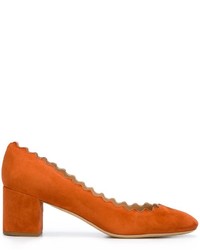 Оранжевые замшевые туфли от Chloé