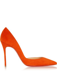 Оранжевые замшевые туфли от Christian Louboutin