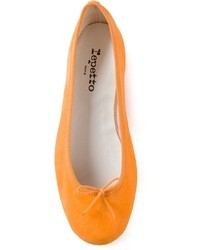 Оранжевые кожаные балетки от Repetto