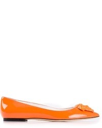 Оранжевые кожаные балетки от Versace