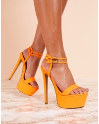 Оранжевые кожаные босоножки на каблуке от ASOS DESIGN