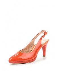 Оранжевые кожаные босоножки на каблуке от Caprice