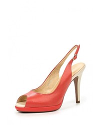 Оранжевые кожаные босоножки на каблуке от Covani