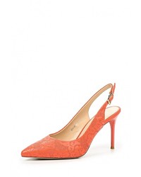 Оранжевые кожаные босоножки на каблуке от Covani