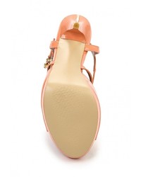 Оранжевые кожаные босоножки на каблуке от Inario