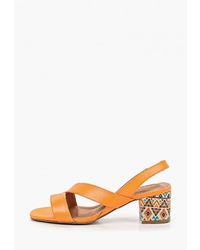 Оранжевые кожаные босоножки на каблуке от Indiana