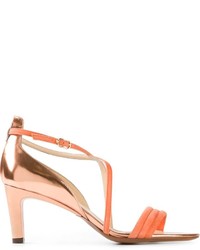 Оранжевые кожаные босоножки на каблуке от L'Autre Chose